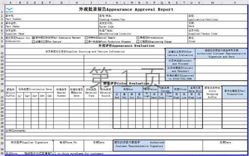 外观批准报告-AAR报告