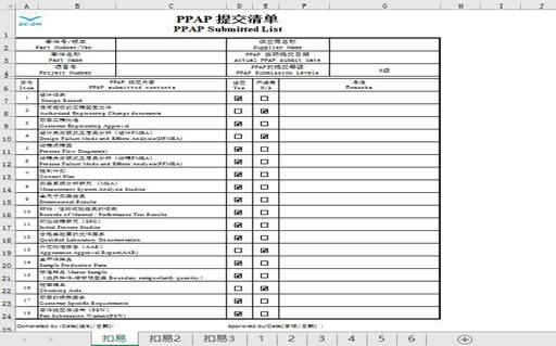 PPAP全套表格